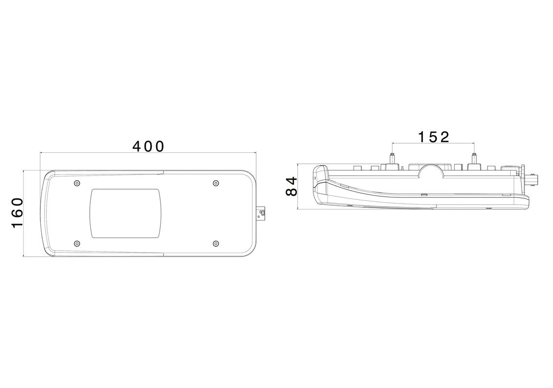 Feu arrière LED Droit, connecteur AMP 1.5 - 7 voies Latéral